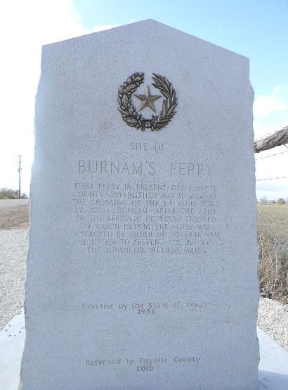 Fayette County TX - Burnam's Ferry Centennial Marker