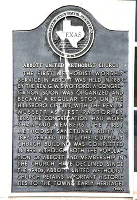Abbott United Methodist Church marker