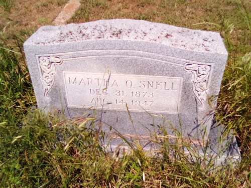 Blanton TX - Hill County Blanton Cemetery Martha O. Snell tombstone 