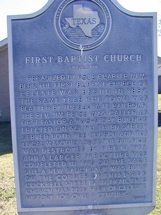 Celeste Texas - First Baptist Church historical marker