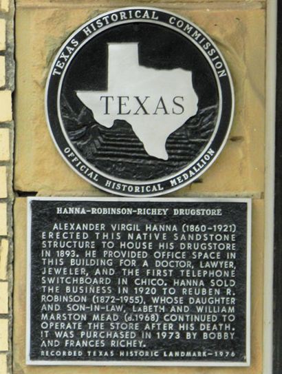 Chico Texas - drug store historical marker