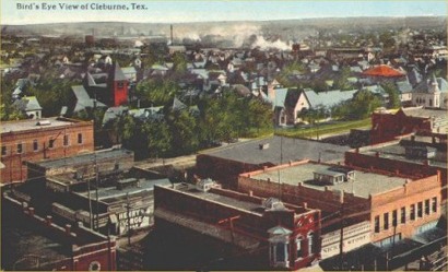 Cleburne, Texas aerial view, old postcard