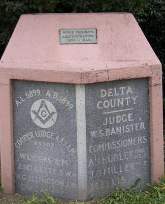 1900 Delta courthouse cornerstone, Cooper Texas