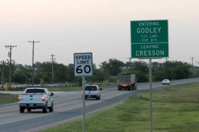 TX - Godley Road Sign