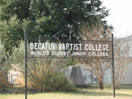 Decatur TX - Decatur Baptist College sign