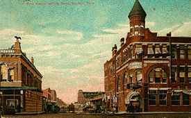 Denison, Texas street scene, old post card