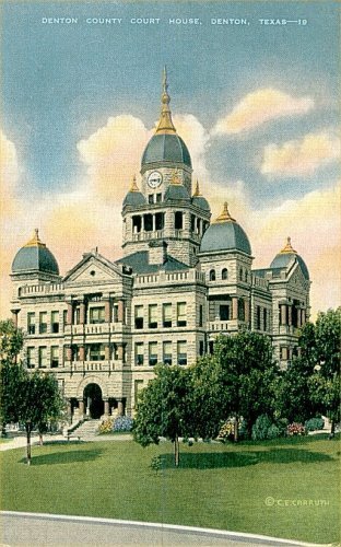 Denton County Courthouse, Texas  old postcard