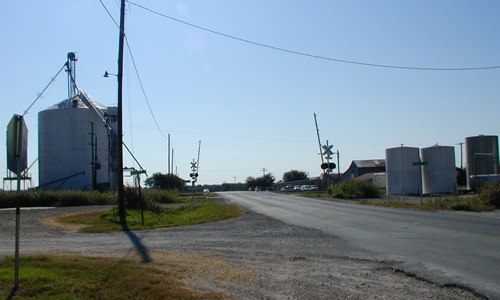 Dorchester Texas silos street scene