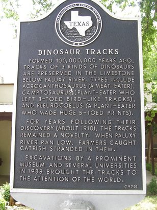 Glen Rose TX - Dinosaur Tracks Historical Marker