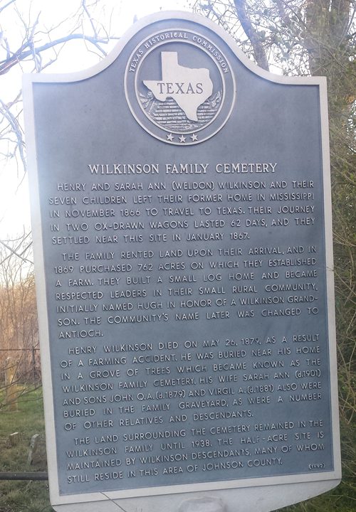 Grandview TX - Wilkinson Family  Cemetery Historical Marker