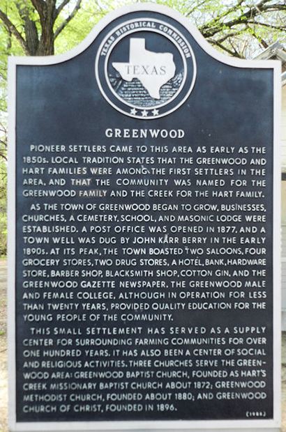 TX - Greenwood Historical  Marker