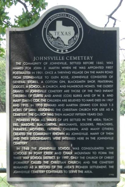 TX - Johnsville Cemetery Historical Marker