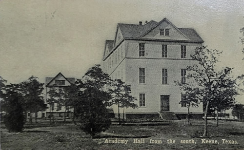 Keene TX - Academy Hall , 1908 postmarked