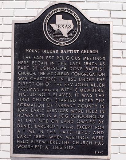 Keller TX - Mt Gilead Baptist Church Historical Marker