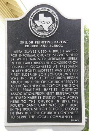 Kirvin Tx Shiloh Primitive Baptist Church and School Marker