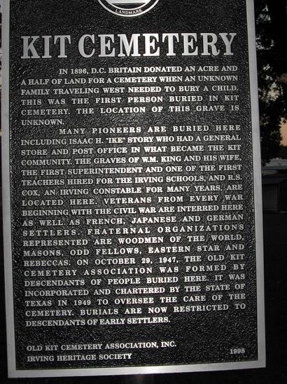   Kit  TX - Kit Cemetery historical marker