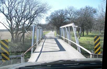 Krum Texas one-laned bridge