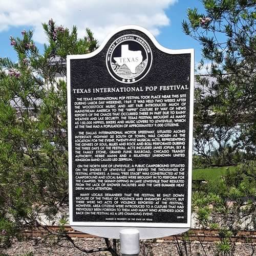 Lewisville TX - Texas International Pop Festival historical marker
