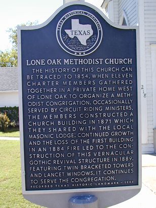 Lone Oak Methodist Church historical marker, Lone OakTexas
