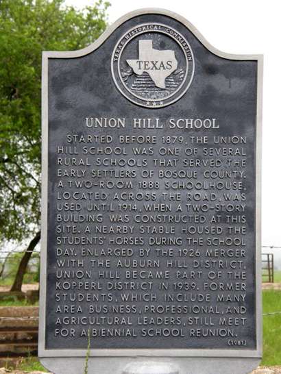 Bosque County  - Morgan Tx Union Hill School historical marker