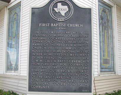Murphy TX - First Baptist Church Historical Marker