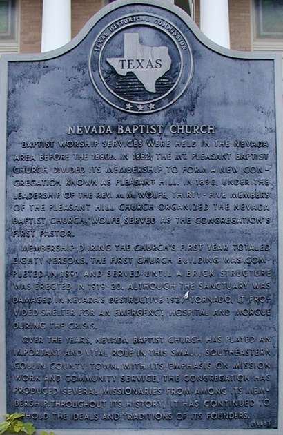 Nevada Baptist Church historical marker