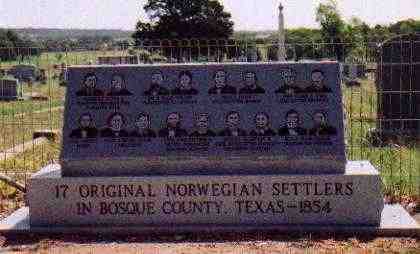 Norse TX Cemetery Bosque County original Noarwegian settlers marker