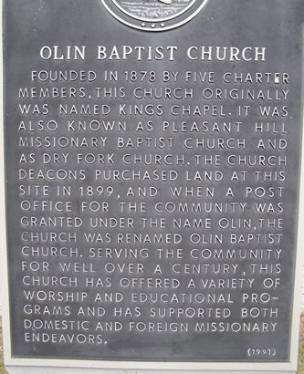 Olin Texas - Olin Baptist Church historical marker