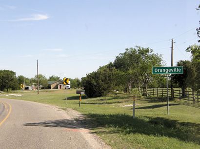 Orangeville TX Road Sign