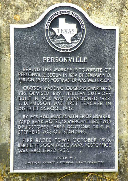 PersonvilleTX Historical Marker