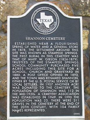 Shannon TX - Shannon Cemetery historical marker