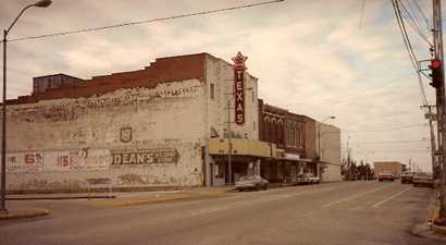 Sherman Texas street scene with Texas Theatre and ghost signs
