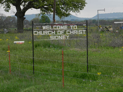 Sidney Tx Church of Christ sign