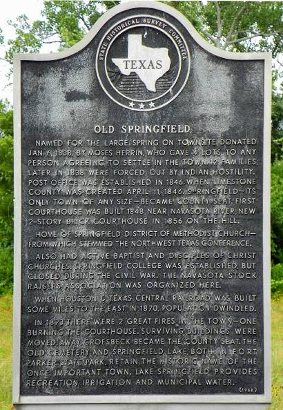 Springfield TX - Old Springfield Historical Marker