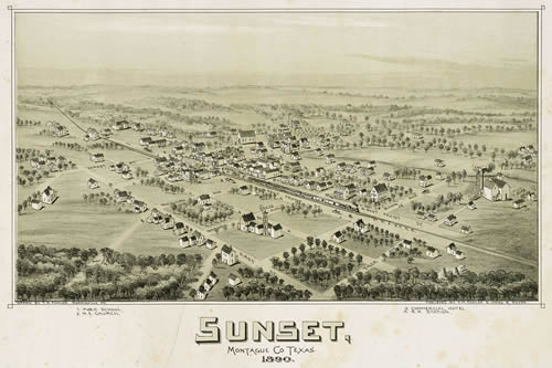 Sunset Texas 1890 old map