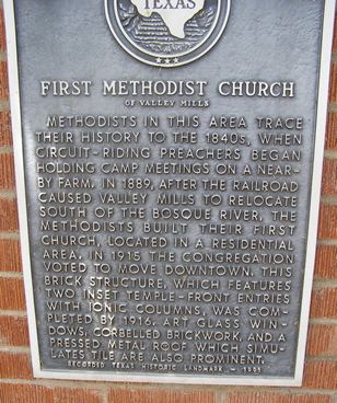 Valley Mills TX - First Methodist Church historical marker