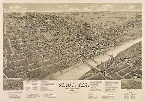 Waco, TX - 1886 bird's eye view