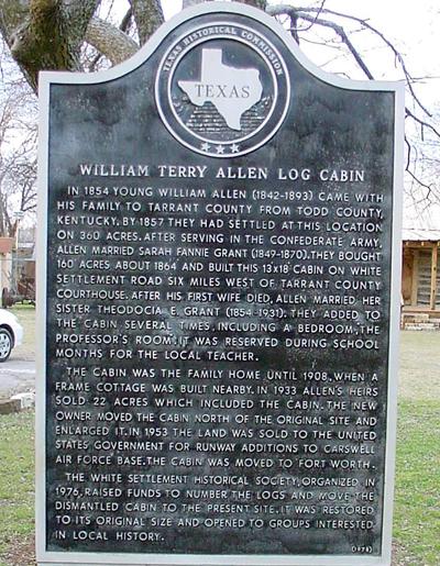 White Settlement  Texas - Allen Log Cabin historical marker