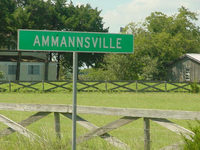 Ammannsville Texas road sign