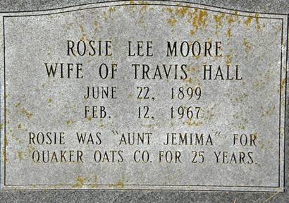 Aunt Jemima Rosie Lee Moore Headstone, Blackjack Tx  