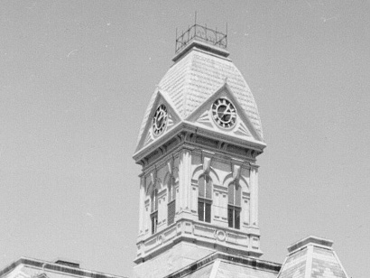  1892 Brazos County Courhouse tower and Seth Thomas Clock