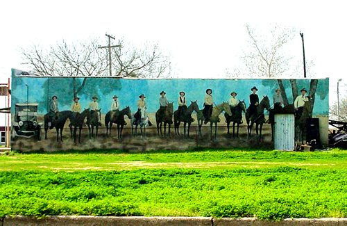 Horsemen mural in Cameron, Texas