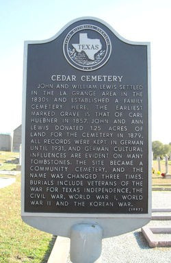 Fayette county  TX - Cedar Cemetery historical marker