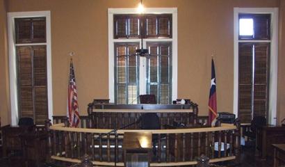 Leon County Courthouse district courtroom Judge's bench, Centerville Texas