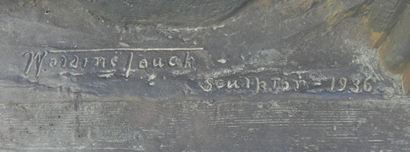 Sculptor waldine Tauch signature on Cost Monument