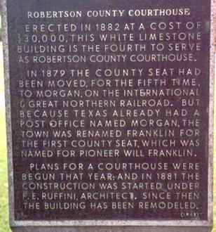 Franklin TX -  Robertson County Courthouse Historical Marker