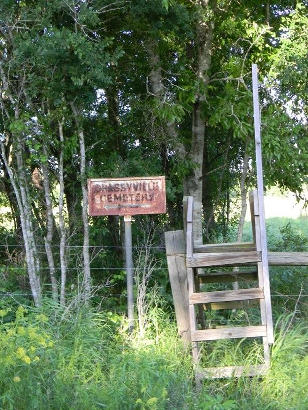 Bastrop County, Texas - Grassyville Cemetery sign and stile