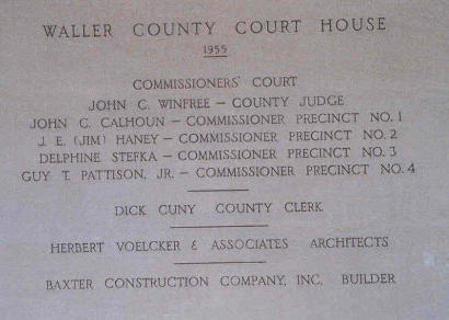 Hempstead TX - Waller County Courthouse cornerstone