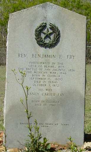 Jeddo Tx Rev Benjamin F. Fry Grave Centennial Marker 