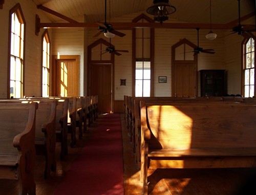 Maysfield Presbyterian Church interior, Maysfield Texas
